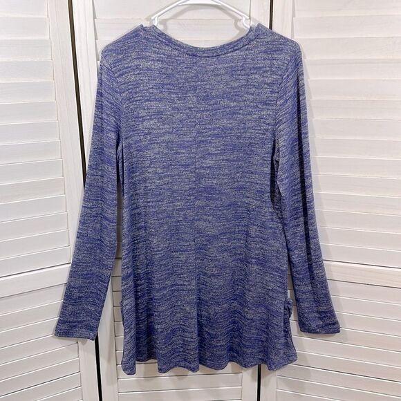 LOGO By Lori Goldstein Tunic Size Small Purple Long Sleeves Knit - Picture 6 of 13